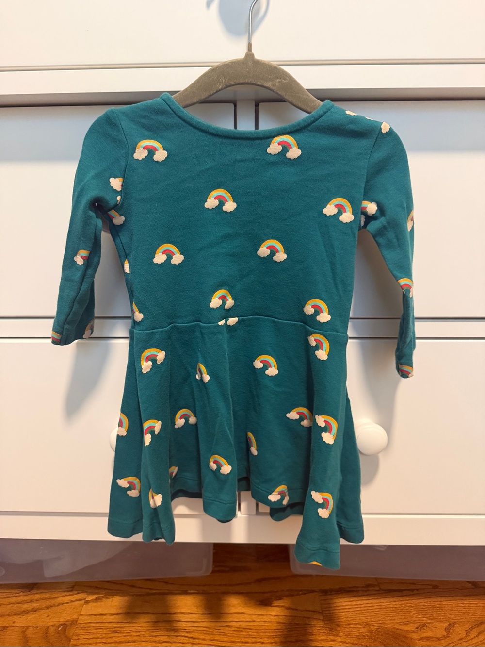 Little Green Radicals Teal Rainbow Cloud Knit Dress